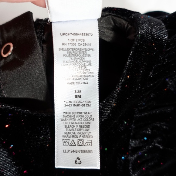 Baby | Little Me | Black Sparkle Ruffle Dress 6 Months - Picture 2 of 6